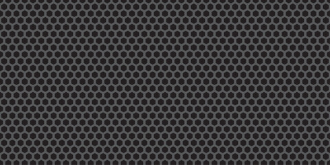 Abstract metallic seamless black carbon fiber pattern with a futuristic perforated steel grid background