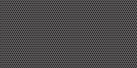Seamless metallic carbon fiber grid pattern with a dark industrial mesh texture and black metal holes