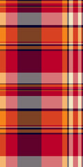 Fototapeta premium Dining room check vector seamless, kind fabric plaid texture. Internet background pattern tartan textile in red and orange colors.