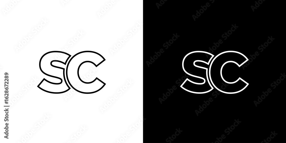 Poster letter s and c, sc logo design template. minimal monogram initial based logotype.