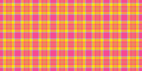 Checker check fabric seamless, minimalist background vector textile. Industry tartan plaid texture pattern in orange and pastel colors.