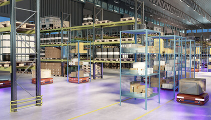 Automated Robots Moving Shelves And