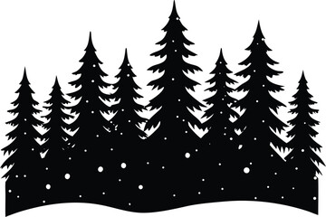 Obraz premium black silhouette snowy tree line on white backgrou.eps