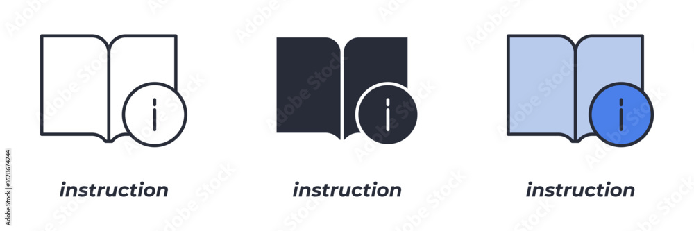 Poster instruction icon. line, solid and filled outline colorful version, outline and filled vector sign. i
