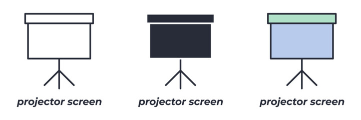projector screen icon. Line, solid and filled outline colorful version, outline and filled vector sign. Idea Symbol, logo illustration. Vector graphics