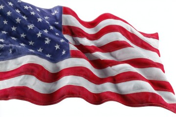 Obraz premium Waving american flag with stars and stripes fabric detailed texture isolated on white background