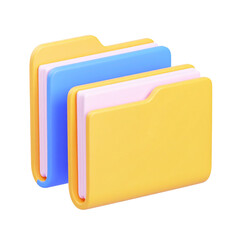Colorful folders collection in playful style on transparent background