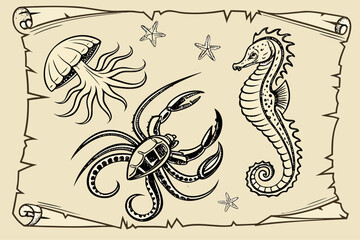 Vector Sea Life and Nautical Elements