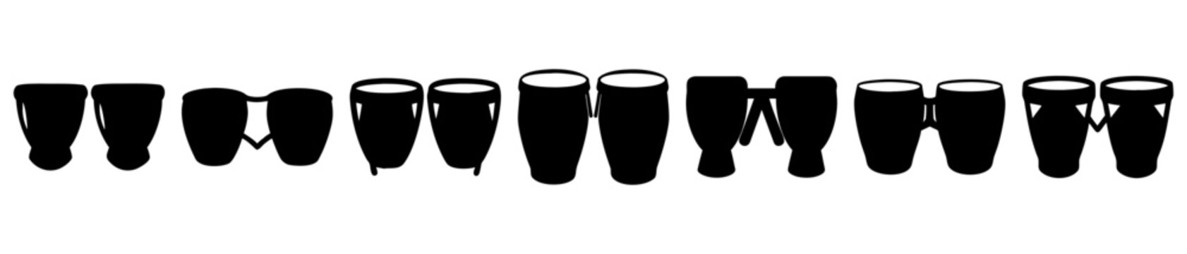 Silhouetted Musical Instruments, Conclave of Congas and Bongos in Black and White