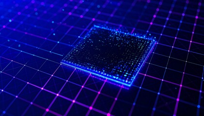 Illuminated Digital Circuit Board with Glowing Lines and Futuristic Design