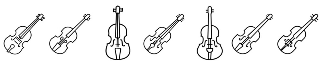 Obraz premium Outline Illustration Featuring Multiple Violins in Various Angles and Orientations