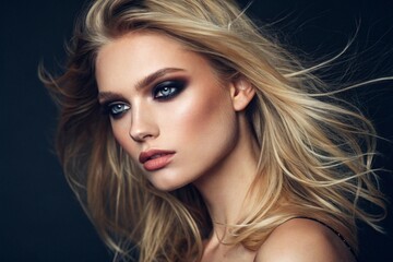 Fototapeta premium Close-up portrait of a supermodel woman in an attractive pose