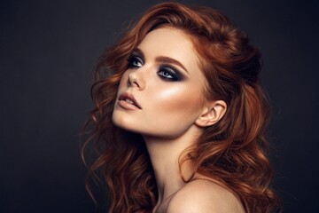 Fototapeta premium Close-up portrait of a supermodel woman in an attractive pose