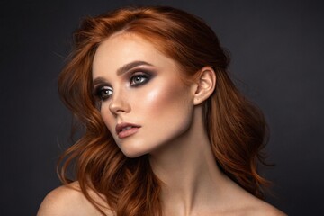 Fototapeta premium Close-up portrait of a supermodel woman in an attractive pose
