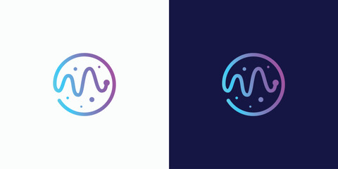 Wave letter M line logo design