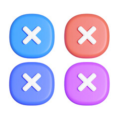 Fototapeta premium Colorful flat delete icons, glossy style on transparent background