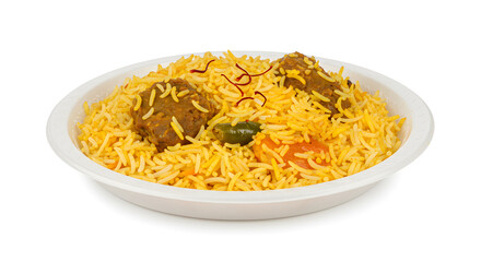 Authentic Sindhi Biryani Meal &ndash; Takeaway Style on White Background