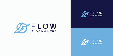 Letter F logo design flowing in circle