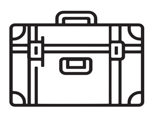 Elegant travel trunk icon in outlined 2D vector art