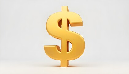 Obraz premium Golden Dollar Sign Symbolizing Wealth, Finance, and Economic Prosperity on White Background