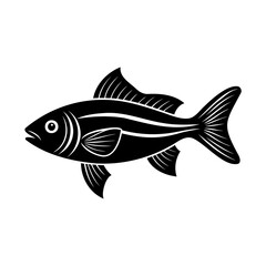Black Silhouette of a Fish with Fins and Tail