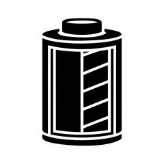 A Simple Silhouette of a Battery Showing Power Level Indicators for Charging and Energy