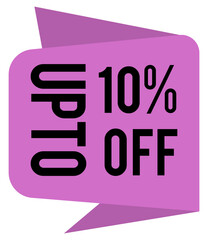 store sale banner, get up to 10 percent discount, commercial offer icon