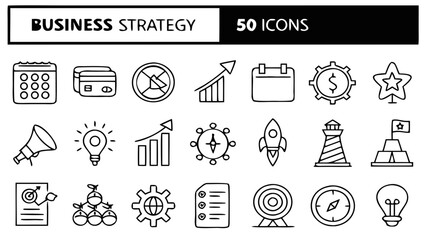 set of business strategy vector icons for web