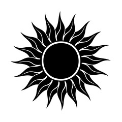 Stylized Sun Silhouette Graphic Design Element for Summer and Celestial Themes