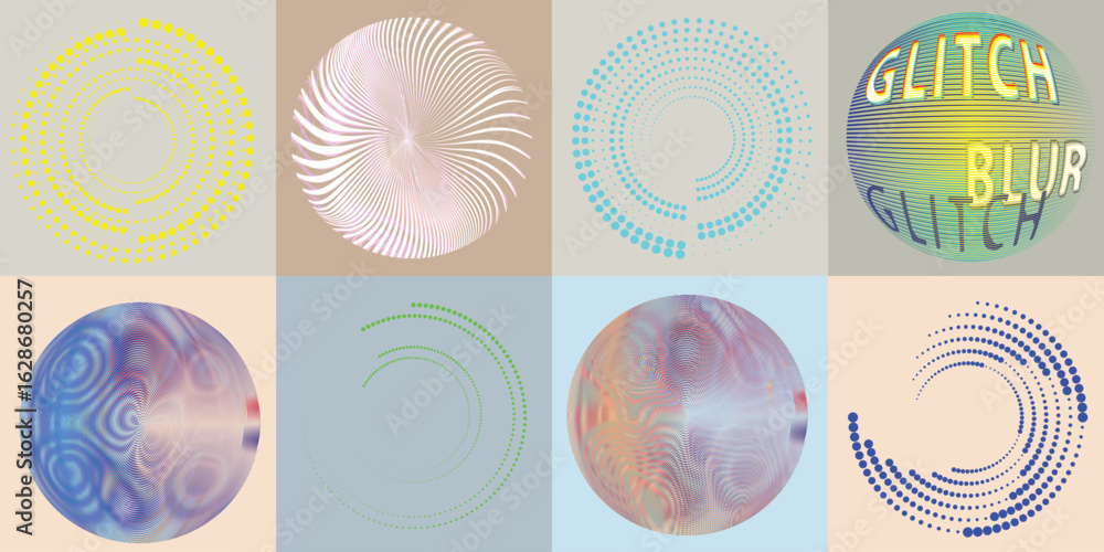 Poster lines and dots in circle form .rotate rounded shape vector .rotating dots form a circle .rotating an