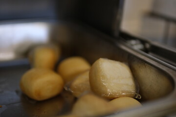 Fried Mantou with condensed milk. High quality photo