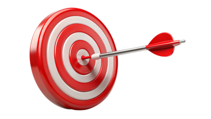 Target Board with Red Arrow – Isolated on White Background – PNG – GENERATIVE AI