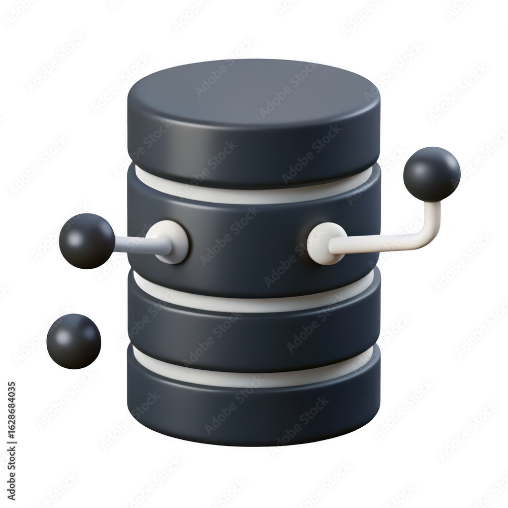 Poster 3d rendered stacked hard drives with control levers isolated on transparent background
