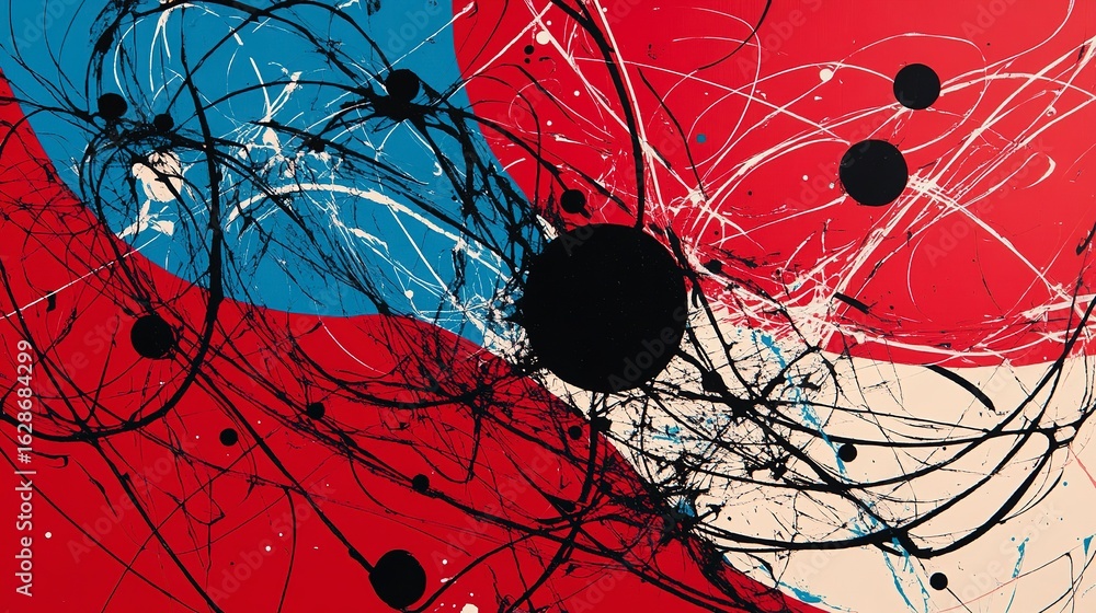 Poster colorful abstract random squiggles create a playful artistic expression in vibrant hues