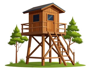 Wooden lookout tower with trees