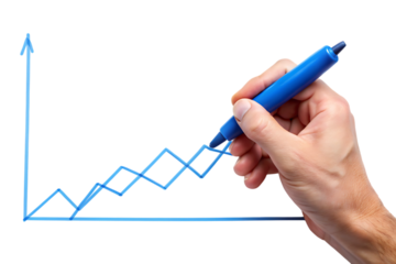 Hand Drawing Upward Trending Graph – Isolated on White Background – PNG – GENERATIVE AI