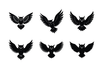 Owl Flying Vector Illustration on White Background