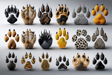 Exploring the diverse textures and patterns of animal paws in a captivating display of wildlife artistry