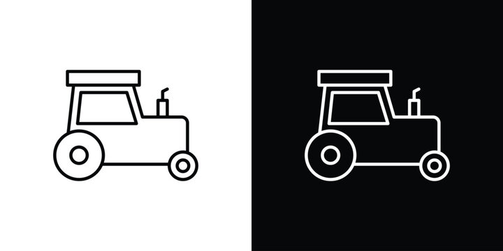 Tractor icon. Thin line customizable illustration.