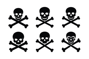 Skull with Crossbones Vector Illustration on White Background