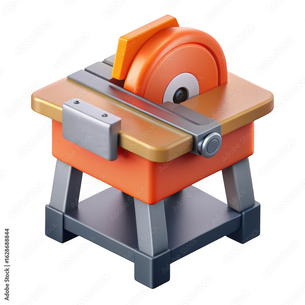 Poster 3d circular saw table isolated on transparent background