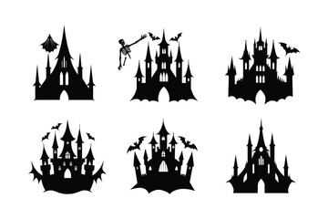 Vampire Castle Vector Illustration on White Background