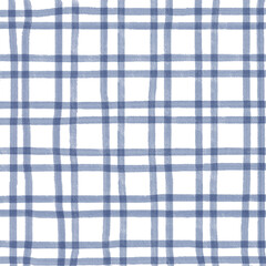 Navy Blue Plaid Gingham Hand Drawn Background Pattern Overlay