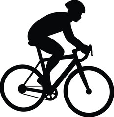 black silhouette a cyclist riding bicycle on white.eps