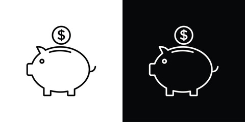 Piggy bank icon. Thin line customizable illustration.