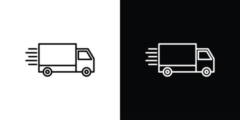 Moving truck icon. Thin line customizable illustration.