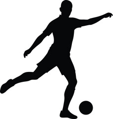 Obraz premium black silhouette a football striker shooting goal .eps