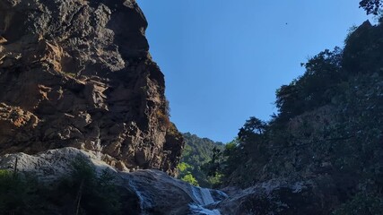 Nature Footage Featuring a Waterfall. Perfect for relaxation and meditation. Immerse yourself in this serene environment and appreciate the beauty of nature.