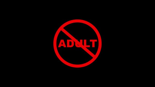 adult not allowed logo animation. adult sign warning symbol animation. Animated Under adult forbidden ban icon on black background. Over adult only censored. 4K animation.
