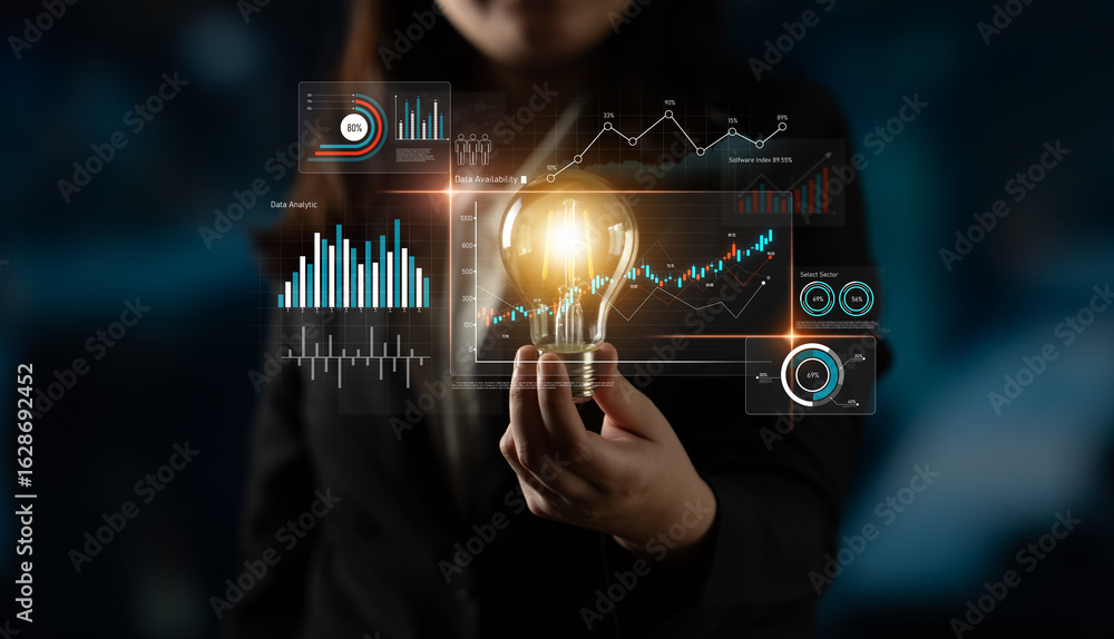 Aufkleber data analytics dashboard with charts, indicators, and performance metrics, reveals trends, data anal